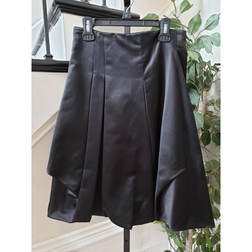 Christian Lacroix Knee Length Skrit Women's Size 38 Black Solid Pleated Back Zip